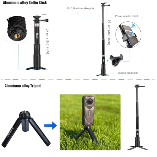 Husiway Accessories Kit for Insta360 X5 / X4 Camera Mount Bundle with Magnetic Mount Carrying Case, Selfie Stick, Tripod, Chest Strap,Bike Clamp,Screen Protector Non-Slip Mounts for Insta 360 X5 / X4 60I - Image 5