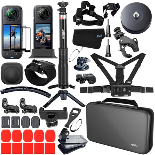 Husiway Accessories Kit for Insta360 X5 / X4 Camera Mount Bundle with Magnetic Mount Carrying Case, Selfie Stick, Tripod, Chest Strap,Bike Clamp,Screen Protector Non-Slip Mounts for Insta 360 X5 / X4 60I - Image 1