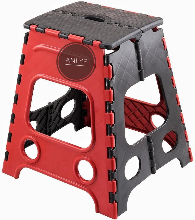 ANLYF Folding Step Stool, Super Strong Foldable Stool for Adults & Kids, Portable Plastic Step Stool, Non Slip Folding Stools for Kitchen, Bathroom, Bedroom, Office Multicolor (18 Inch) - Image 2