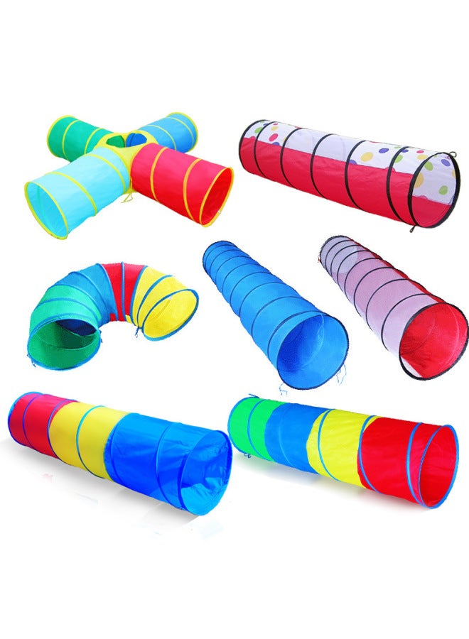 Sunshine Rainbow Tunnel Crawling Tube Sensory Training Caterpillar Baby Children's Drilling Toy Kindergarten Educational Tool-Color:60*1.8 Arch Type - Image 2