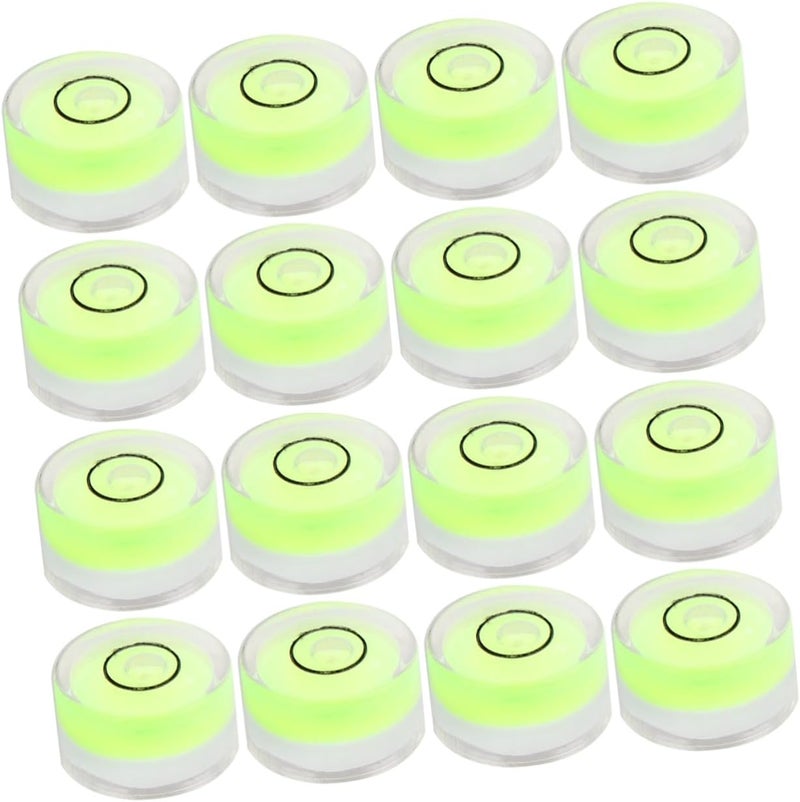16pcs Circular Bubble Level with 15x8mm Green Horizontal Spirit Bubble for Tripod and Measuring Tools - Image 1