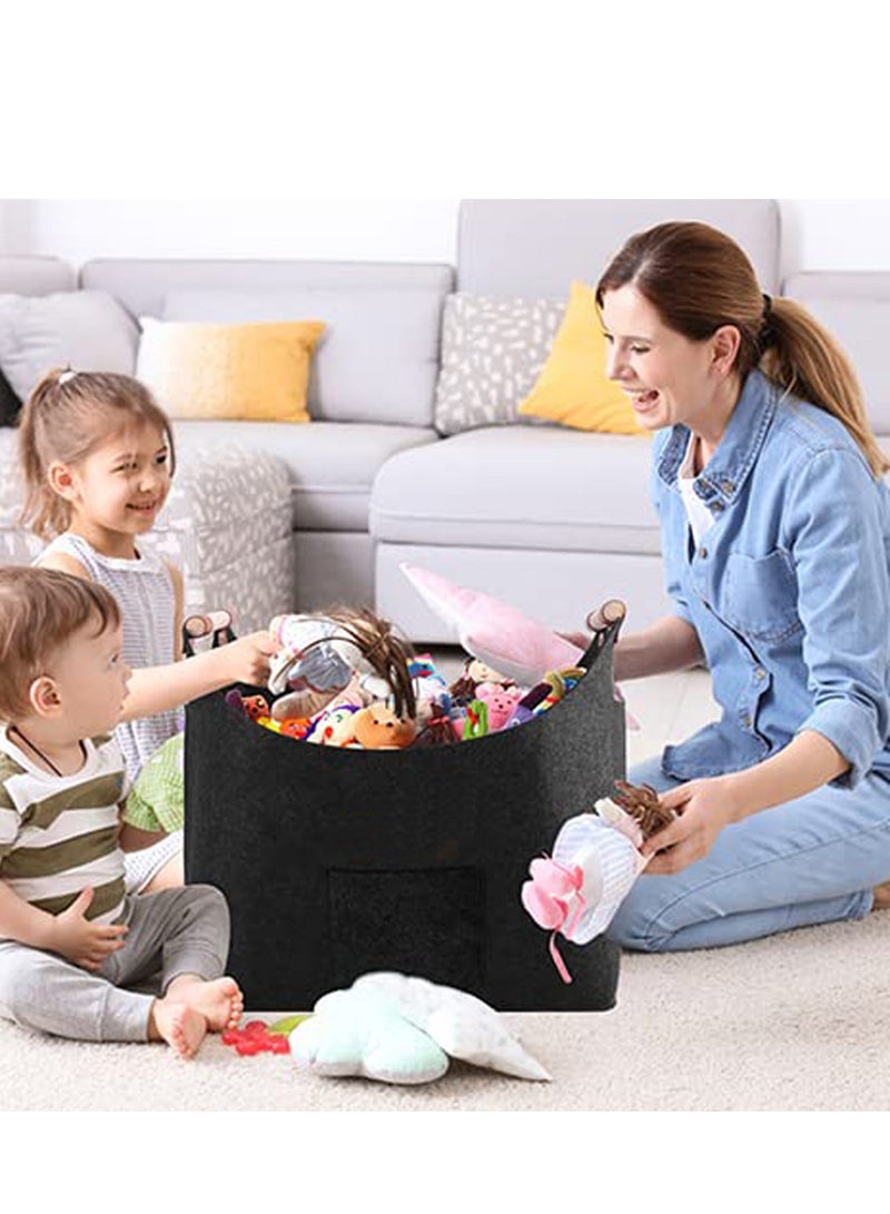 Wooden Basket for Firewood, Firewood Basket Felt Basket Extra Thick Felt, XL Reinforced Handle Foldable Wood Basket Felt Bag for Shopping, Wood, Newspaper or Firewood - Image 4