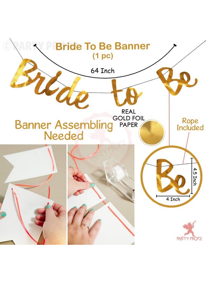 بارتي بروبس مجموعة من 27 قطعة من ورق Bride To Be من Party Propz - قطعة واحدة من لافتة Bride To Be باللون الذهبي + 25 قطعة من البالونات باللونين الأسود والذهبي + قطعة واحدة من وشاح Bride To Be لتزيين حفلات توديع العزوبية  - Image 3