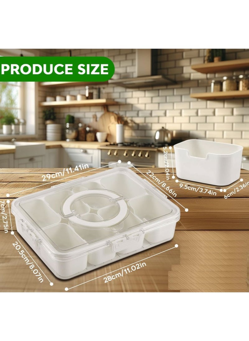 Generic - Serving Tray with Lid and Handle, Portable Snack Organizer for Parties Scopish Divided Serving Tray with Lid,8 Compartment Snack Tray - Image 1