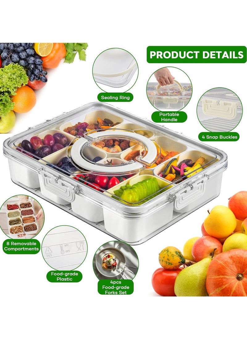 Generic - Serving Tray with Lid and Handle, Portable Snack Organizer for Parties Scopish Divided Serving Tray with Lid,8 Compartment Snack Tray - Image 1