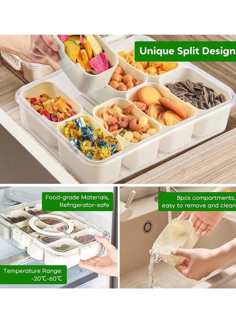 Generic - Serving Tray with Lid and Handle, Portable Snack Organizer for Parties Scopish Divided Serving Tray with Lid,8 Compartment Snack Tray - Image 1