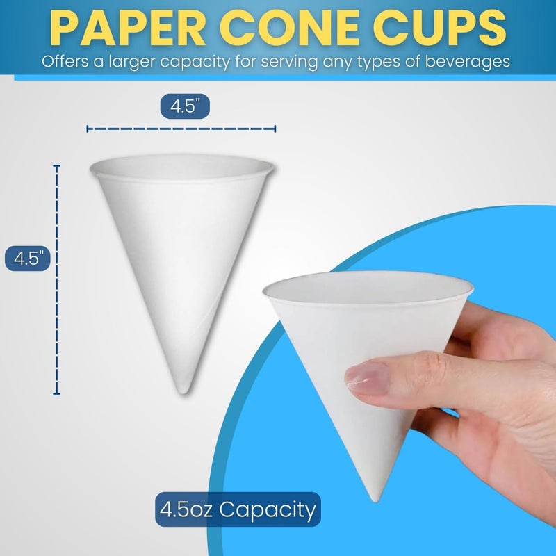 Smygoods Disposable White Paper Cone Cups (Pack of 400-4.5 oz) Eco-Friendly, Leak-Proof, Ideal for Events, Water Coolers, Quick Hydration & Efficient Cleanup - Image 2