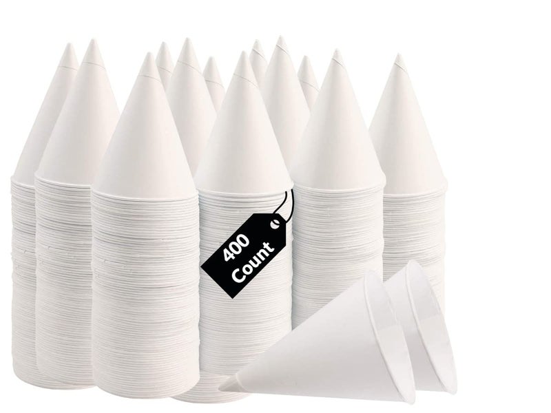 Smygoods Disposable White Paper Cone Cups (Pack of 400-4.5 oz) Eco-Friendly, Leak-Proof, Ideal for Events, Water Coolers, Quick Hydration & Efficient Cleanup - Image 1