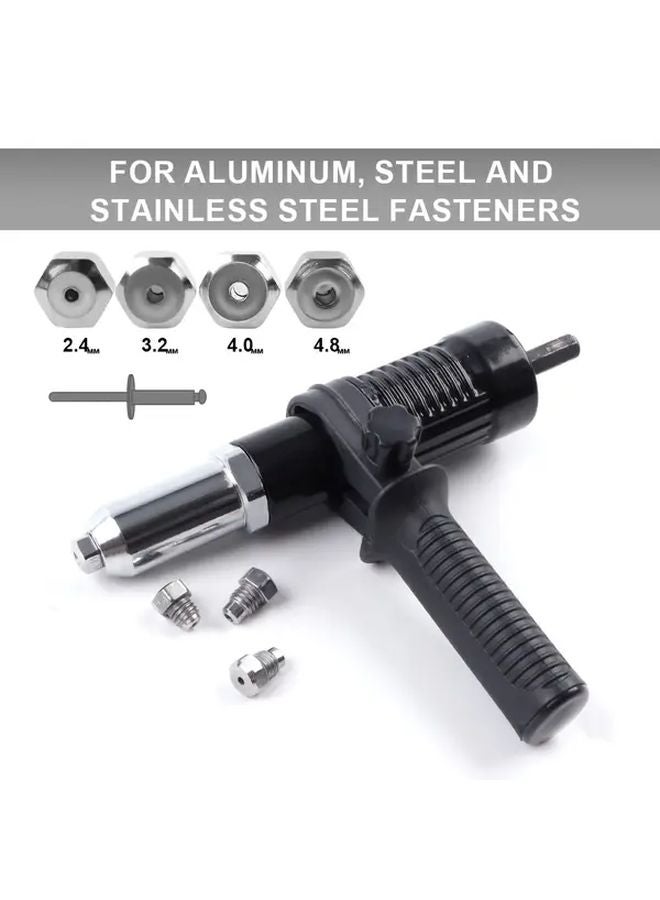 Aluminum Alloy Rivet Gun Adapters Set with 4 Size Rivets Hex Shaft for Furniture Automotive Metal - Image 2
