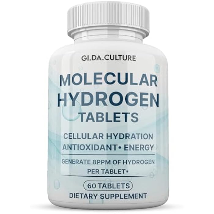 Gi.Da.Culture Molecular Hydrogen Water Tablets (8 ppm) | Magnesium, Malic & L-Tartaric Acid | Hydration & Antioxidant Supplement | Energy Support (60 Count (Pack of 1)) - Image 1