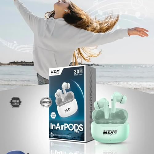 KDM – Z1 Inairpods Truly Wireless in Ear Earbuds with 30hrs Playtime, Voice Assistan, Low Power Consumption IC, Low Latency, Buds TWS, Pista Green - Image 3