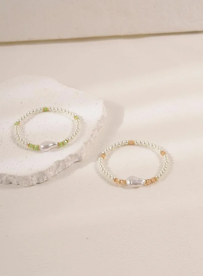 Take Two  Pack of 2 - Pearls Beaded Bracelets for Women | Best Price UAE