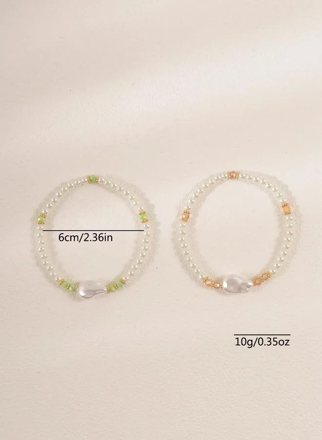 Take Two  Pack of 2 - Pearls Beaded Bracelets for Women | Best Price UAE