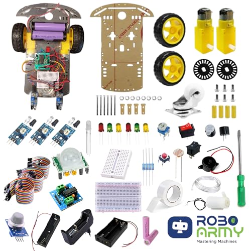 Roboarmy Robotics Kit for Class 5-6| 14+ DIY STEM Projects: Line Follower, Smoke Detector, Automatic Light & More | Hands-On Learning with Guide & Video Tutorials | for Age 10+ | Robokit 1B - Image 2