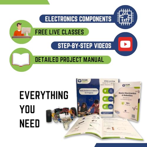 Roboarmy Robotics Kit for Class 5-6| 14+ DIY STEM Projects: Line Follower, Smoke Detector, Automatic Light & More | Hands-On Learning with Guide & Video Tutorials | for Age 10+ | Robokit 1B - Image 3