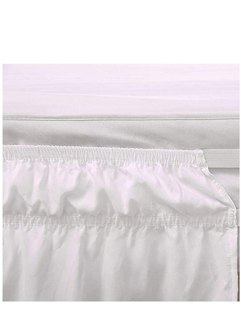 Queen Bed Skirt, Elegant Comfort Top-Knot Tassle Pompom Fringe Ruffle Skirt Around Style Elastic Bed Wrap- Wrinkle Resistant 16inch Drop, White  - Image 4