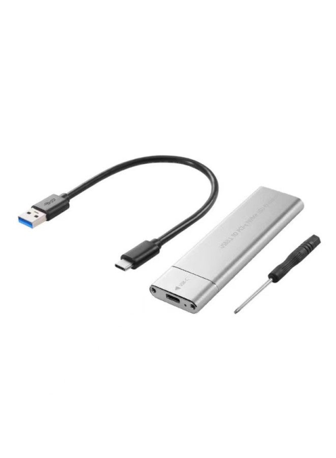 M.2 Solid State Nvme + Ngff Dual Protocol Ssd External Hard Disk Box USB3.0 To M2 Mobile Hard Disk Box-Color:Silver NGFF Single Protocol (with C- A)