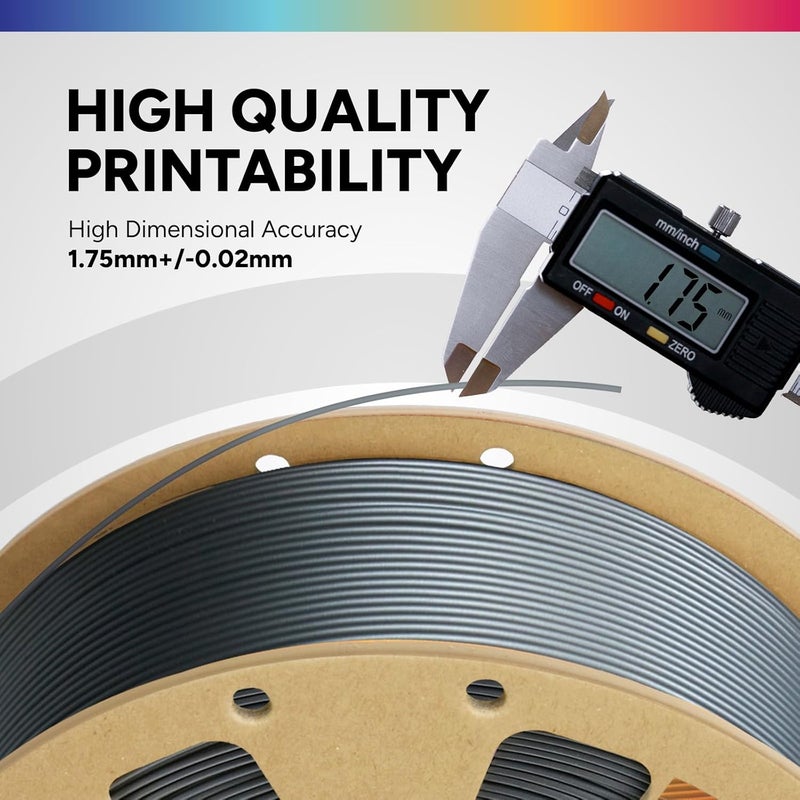 OVERTURE PLA Filament 1.75mm PLA 3D Printer Filament, 1kg Cardboard Spool (2.2lbs), Dimensional Accuracy +/- 0.02mm, Fit Most FDM Printer (Space Gray) - Image 3