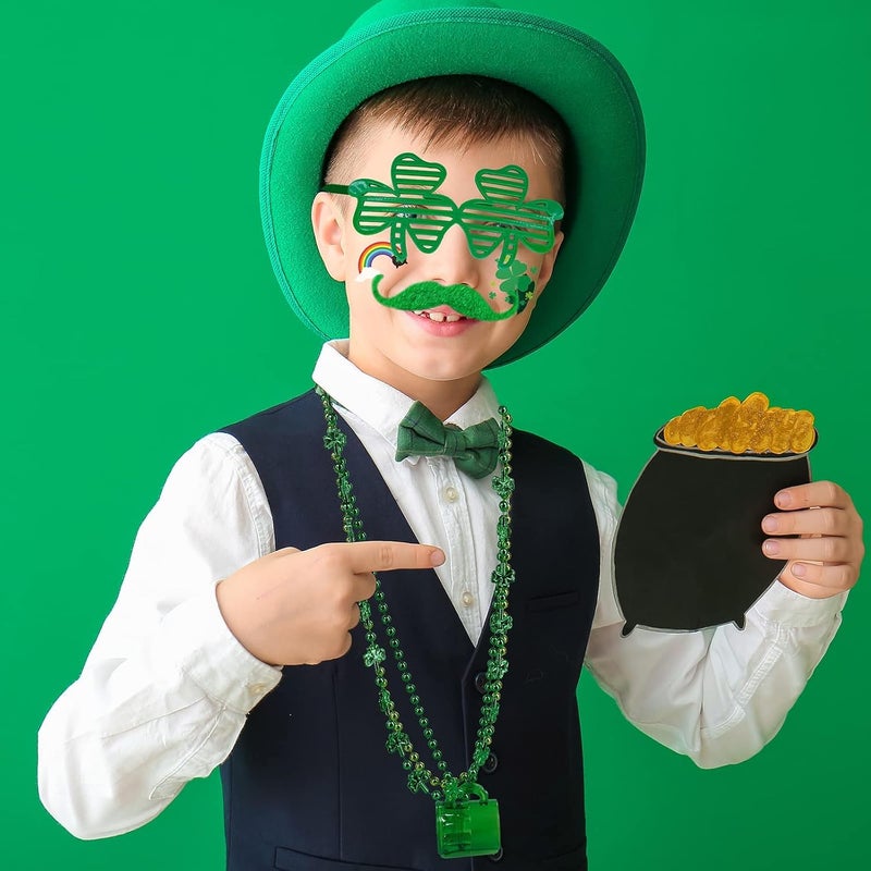 LENOAPHYS 12 PCS Big Size St Patricks Day Necklace Shot Glass Hanging Necklace Bulk St Patricks Day Accessories for Women Green Beads St Pattys Accessories Decorations Party Favor for Saint Patricks Day - Image 5