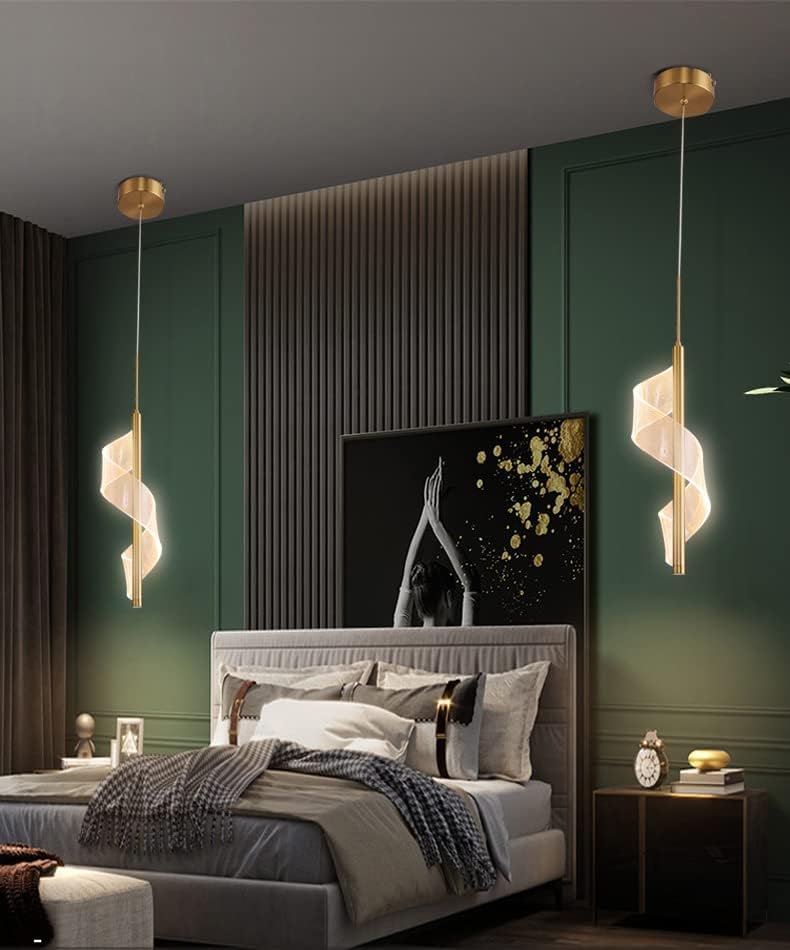 CITRA Led Pendant Light Acrylic Curvy Ceiling Lights (Gold) - Warm White - Image 5