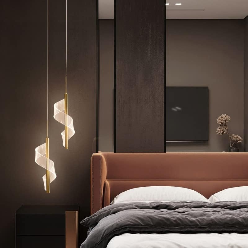 CITRA Led Pendant Light Acrylic Curvy Ceiling Lights (Gold) - Warm White - Image 2