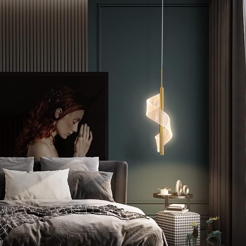 CITRA Led Pendant Light Acrylic Curvy Ceiling Lights (Gold) - Warm White - Image 4