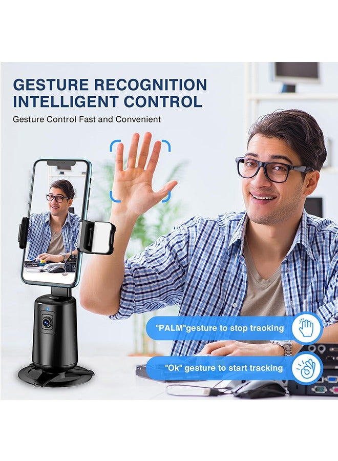 Auto Face Tracking Tripod 360° Rotating Auto Tracking Phone Stand, No App, Phone Camera Stand with Remote and Gesture Control, Rechargeable Smart Shooting Stand for Live Video Recording Tiktok（Black） - Image 3