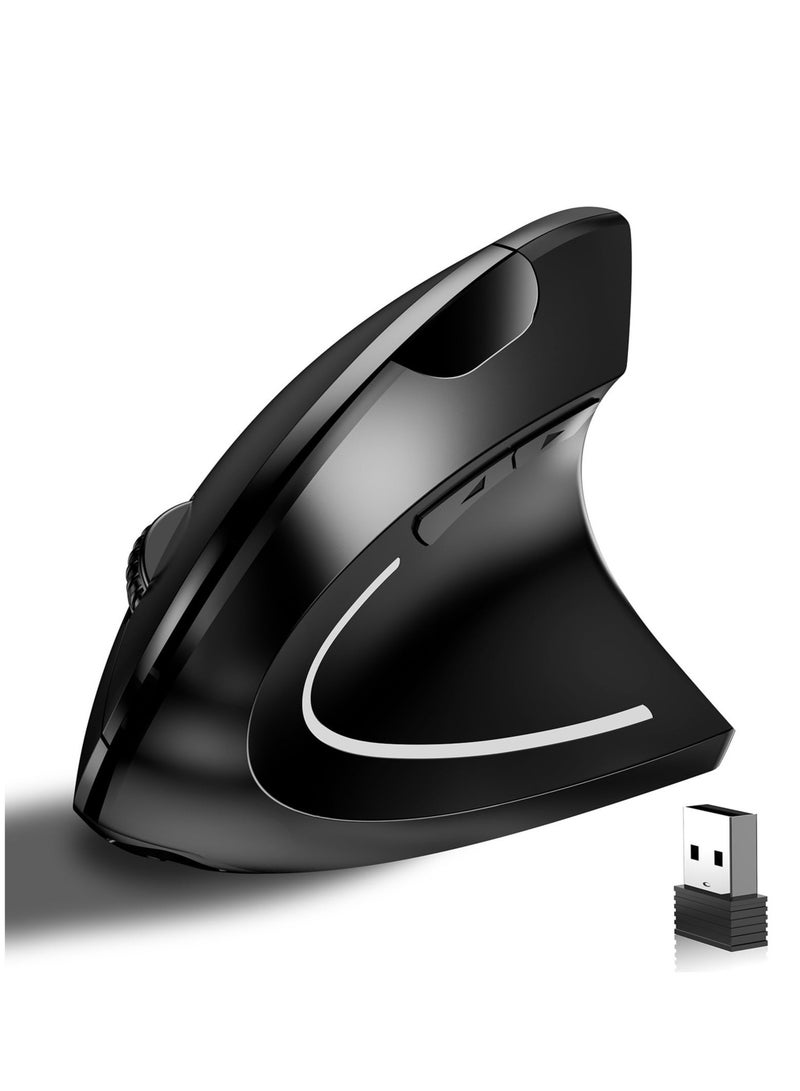 Excefore Ergonomic Optical Wireless Mouse, 2.4G Wireless Ergonomic Optical Mouse, with USB Receiver, Vertical Mouse Adjustable DPI 800/1200 /1600, 5 Buttons, Rechargeable, for Laptop, PC, Mac, Computer  - Image 1
