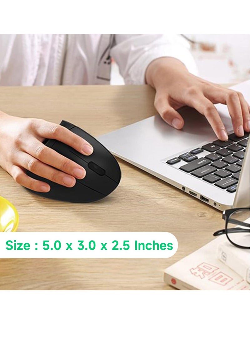 Excefore Ergonomic Optical Wireless Mouse, 2.4G Wireless Ergonomic Optical Mouse, with USB Receiver, Vertical Mouse Adjustable DPI 800/1200 /1600, 5 Buttons, Rechargeable, for Laptop, PC, Mac, Computer  - Image 2