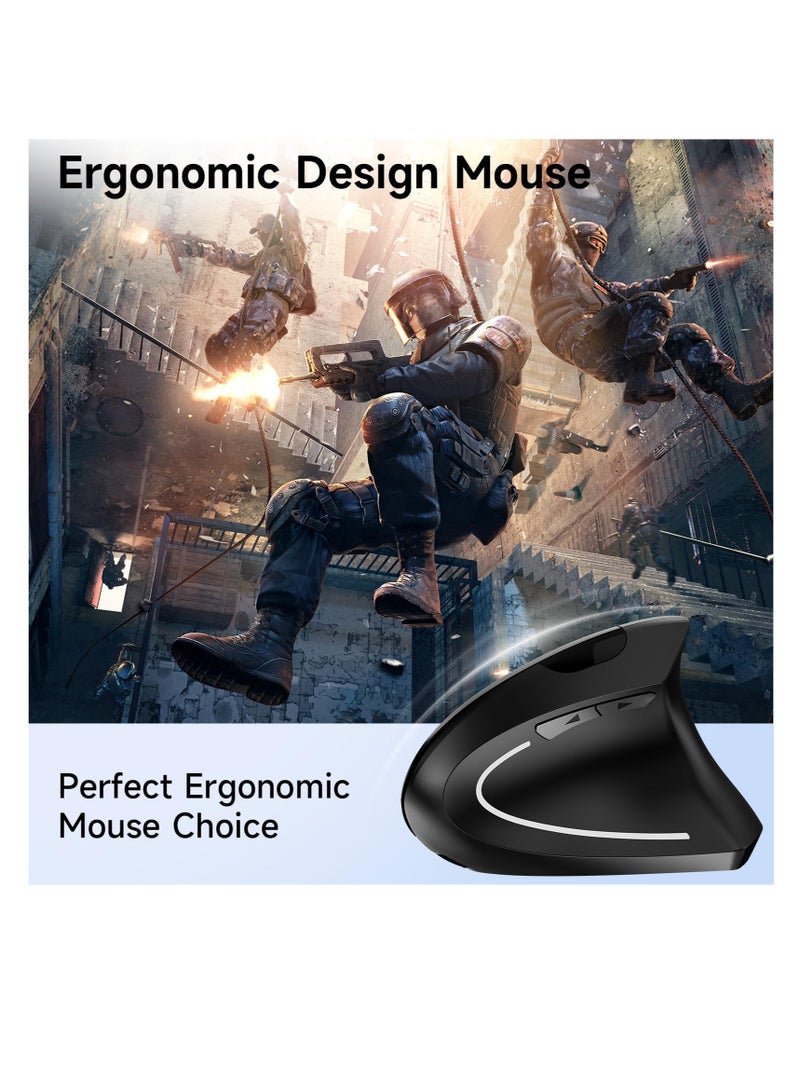 Excefore Ergonomic Optical Wireless Mouse, 2.4G Wireless Ergonomic Optical Mouse, with USB Receiver, Vertical Mouse Adjustable DPI 800/1200 /1600, 5 Buttons, Rechargeable, for Laptop, PC, Mac, Computer  - Image 5
