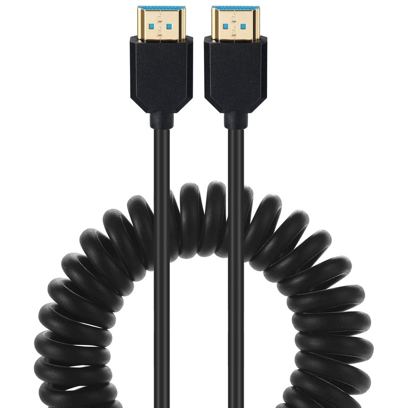 AWADUO HDMI 2.1 Cable Male to Male Extension Cord, Ultra Spring High Speed HDMI Coiled 8K@60Hz 4k@120Hz Compatible with Monitor/Projector(Male to Male) - Image 1
