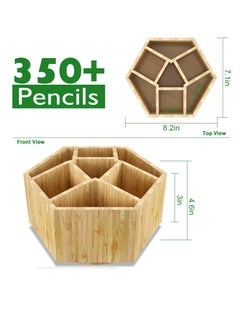 Excefore Bamboo Art Supply Organizer, Back to School Supplies, Hold 350+ Pencils, Rotating School Supplies Holder for Pen, Colored Pencil, Art Brushes, Desktop Storage Caddy for Classroom & Art Studio  - Image 2