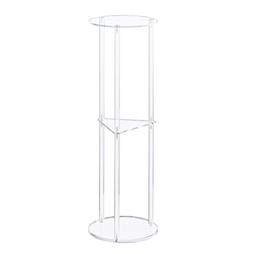 HMYHUM Acrylic Drink Table for Small Spaces Martini Table for Living Room Small Drink Side Table 3 Tiers Round Modern 8 L x 8 W x 26 H Clear