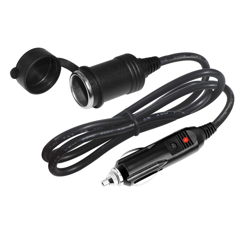 SPARKING 12V Cigarette Lighter Extension Cord 3FT -Car Charger Cigar Lighter Male Plug to Female Socket 18AWG Heavy Duty Extension Cable with LED Lights Extender for Air Compressor Pump and Tire Inflator 15A - Image 1