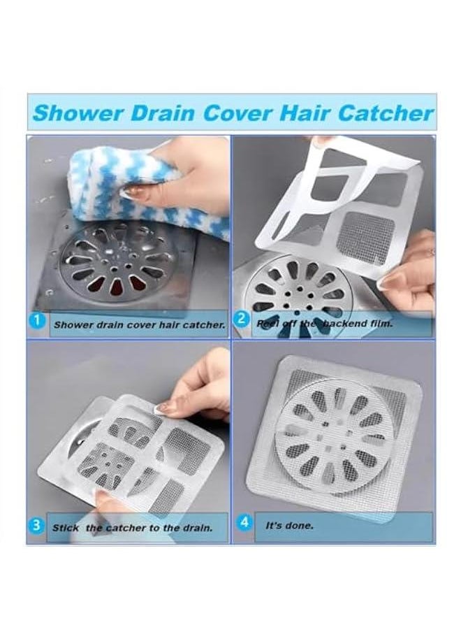 50 Pcs Shower Drain Cover Hair Catcher/Shower Drain Mesh Sticker/Laundry,Bathroom, Kitchen, Sink, Drain, Adhesive Window Screen Repair Tape Kit