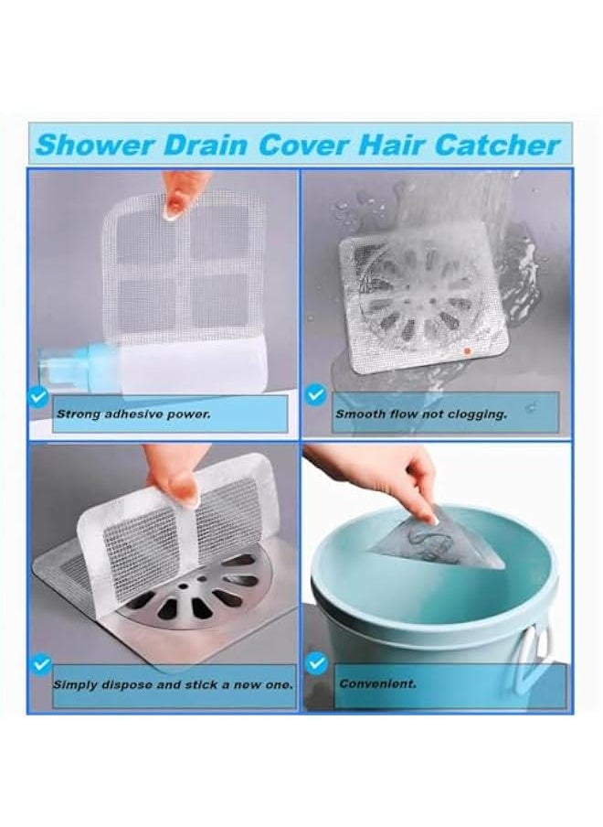 50 Pcs Shower Drain Cover Hair Catcher/Shower Drain Mesh Sticker/Laundry,Bathroom, Kitchen, Sink, Drain, Adhesive Window Screen Repair Tape Kit