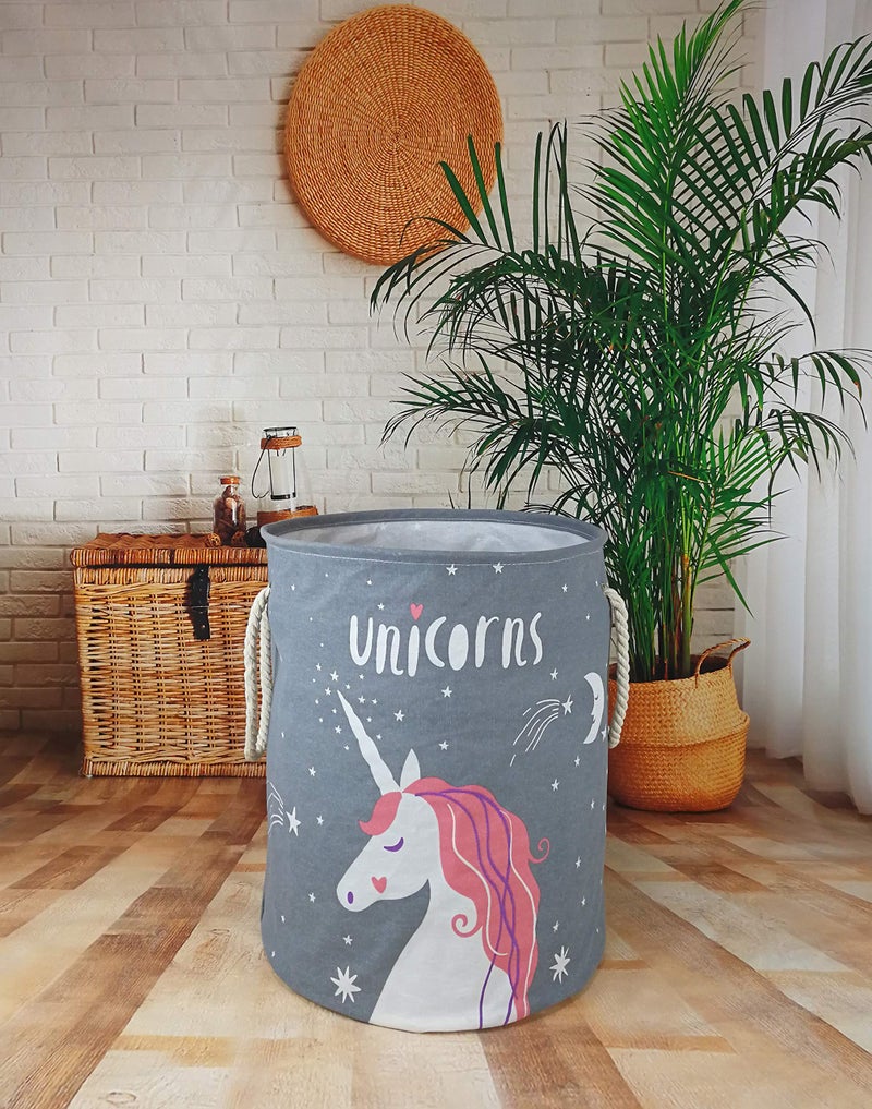 VAIVUSTO Kids Laundry Basket Girls Unicorn Room Decor,Large Storage Box Canvas Baby Hamper Nursery Bins,Boys and Girls Toy Box,Gift Baskets for Home - Image 3