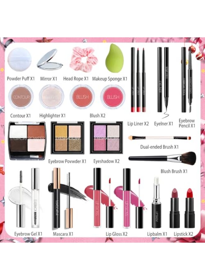OUXUNX Makeup Advent Calendar 2025 Teen Girls Women Beauty Countdown Calendar Christmas Gifts for Women Teen Girl Trendy Stuff Unique Makeup Set Gifts Mascara Lipstick Blush Eyebrow Gel Eyeshadow - Image 3