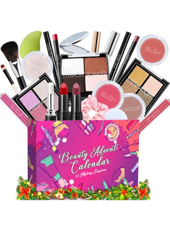 OUXUNX Makeup Advent Calendar 2025 Teen Girls Women Beauty Countdown Calendar Christmas Gifts for Women Teen Girl Trendy Stuff Unique Makeup Set Gifts Mascara Lipstick Blush Eyebrow Gel Eyeshadow - Image 1