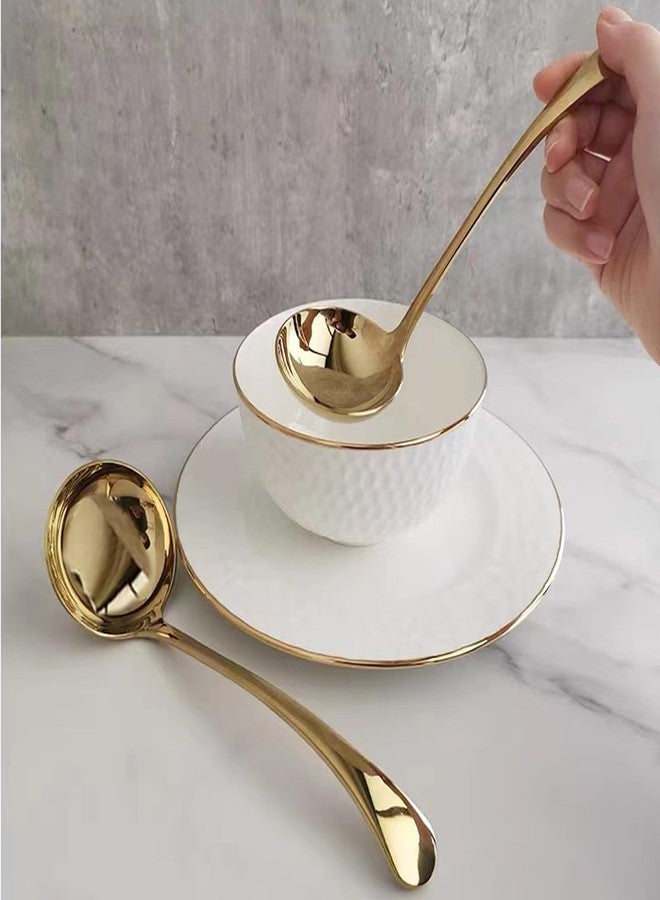 ZDFQly Gravy Ladle, Sauce Ladle,18/10 Stainless Steel, 7.9 inch, Gold, Dishwasher Safe, Set of 2 - Image 3