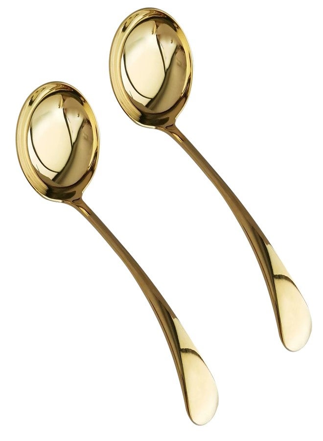 ZDFQly Gravy Ladle, Sauce Ladle,18/10 Stainless Steel, 7.9 inch, Gold, Dishwasher Safe, Set of 2 - Image 1