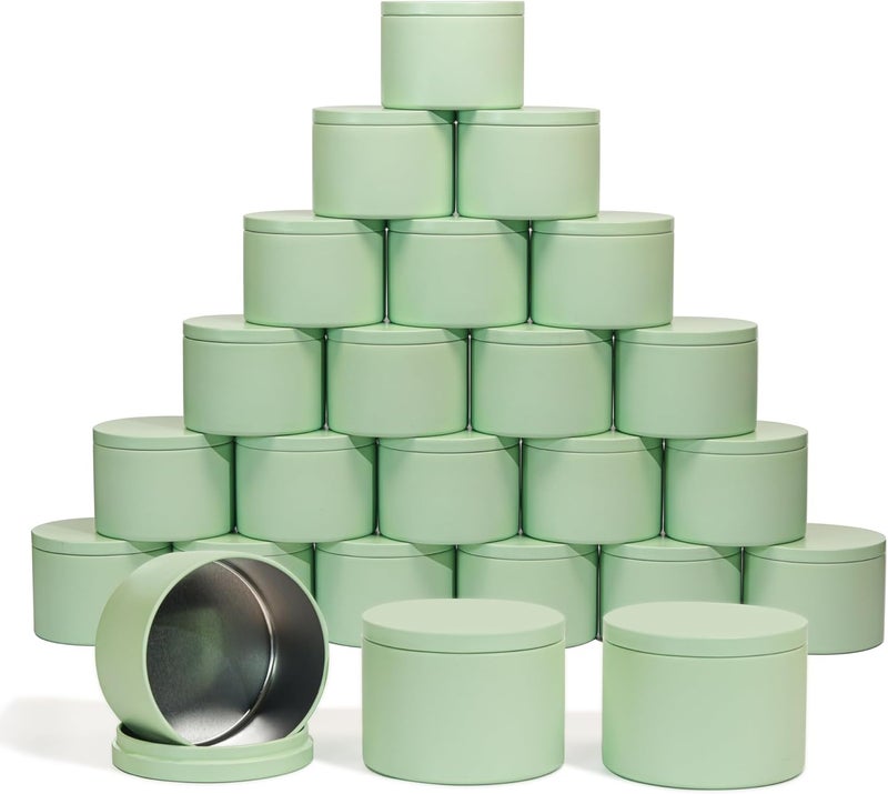 Aroparc Candle Tins 8oz with Lids, 24 Pack Seamless Bulk Candle Containers for Candle Making Supplies Empty Candle Jars - Mint - Image 1