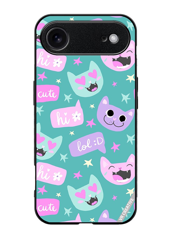 Protective Case Cover For Apple iPhone 17 Air Cat Had And Bubble Speech Design Multicolour