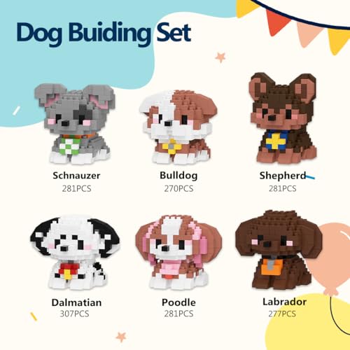 HIGH GODO Dog Party Favors Building Set Mini Dogs Animal Building Blocks Goodie Bag Stuffers 6 Pack Dog Animals Classroom Small Prize Toys Gifts for Adults Teens Age 14 - Image 5