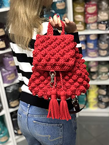 Bobilon Cotton T-Shirt Yarn – 3–5 mm Jersey Ribbon for Crochet, Knitting, Macrame, DIY Crafts – 110 Yards – Fettuccini Zpagetti Style – Organic Cotton Thread - Stone - Image 4