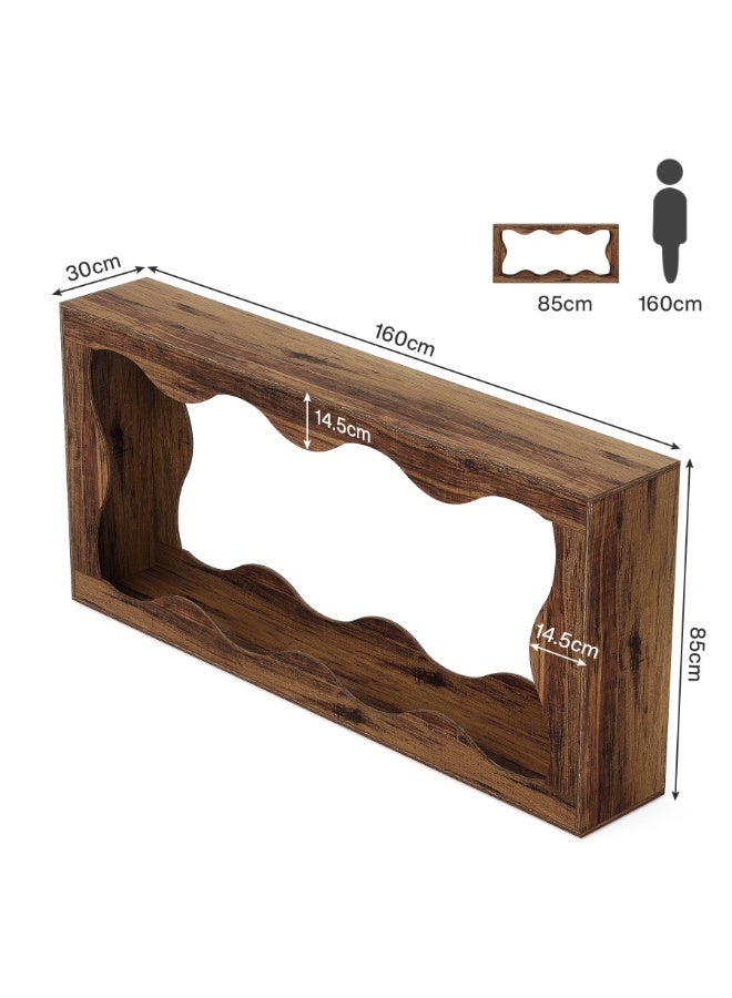 شو وو طاولة كونسول ريفية بطول 160 سم مع مساحة تخزين، طاولة خلفية للأريكة، طاولة كونسول طويلة للأريكة عند المدخل، حامل ضيق للممرات في غرفة المعيشة والمدخل - Image 2