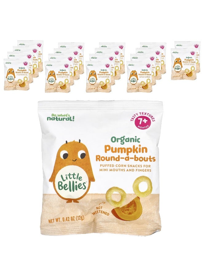Little Bellies, Organic Pumpkin Round-A-Bouts, 7+ Months, 18 Bags, 0.42 oz (12 g) Each - Image 1