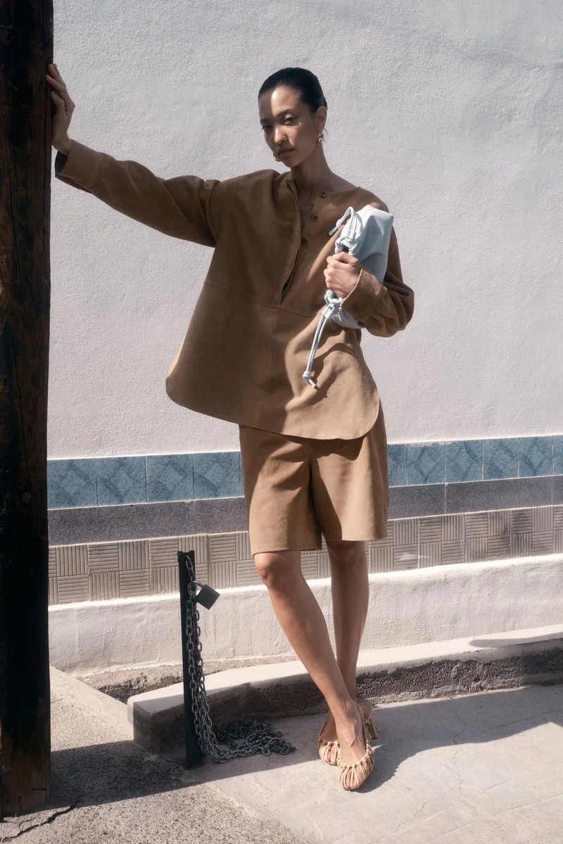 H&M Suede popover blouse