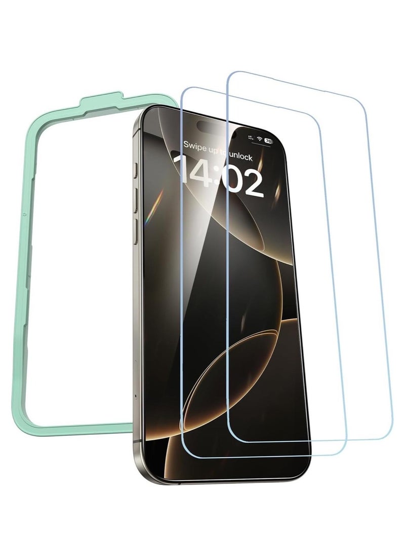 Glass - iPhone 16 Pro Max Screen Protector 6.9'' 9H+ Unbreakable Protection HD Ultra Clear Grade Tempered Glass Screen Protector Easy to Install Phone Screen Protector Fit for Most Cases pack of 2 - Image 1