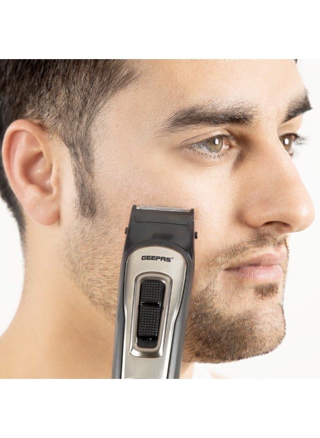11-IN-1 Rechargeable Grooming Set With 6 Interchangeable Heads And 4 Comb Attachments Includes a Charging Stand, Cleaning Brush, USB Cable